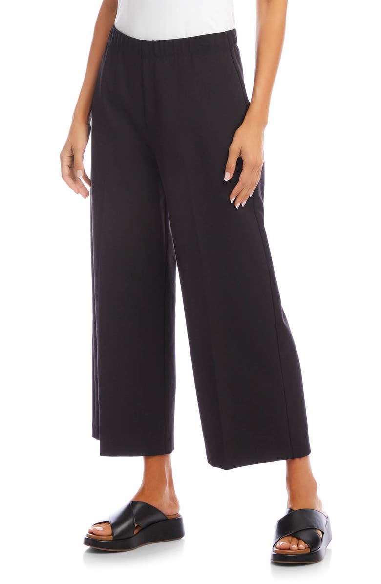 Karen Kane Crop Wide Leg Pants, Alternate, color, Black