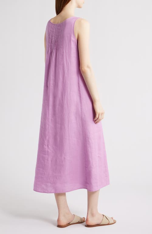 Eileen Fisher Pintuck Sleeveless Organic Linen Dress In French Lilac