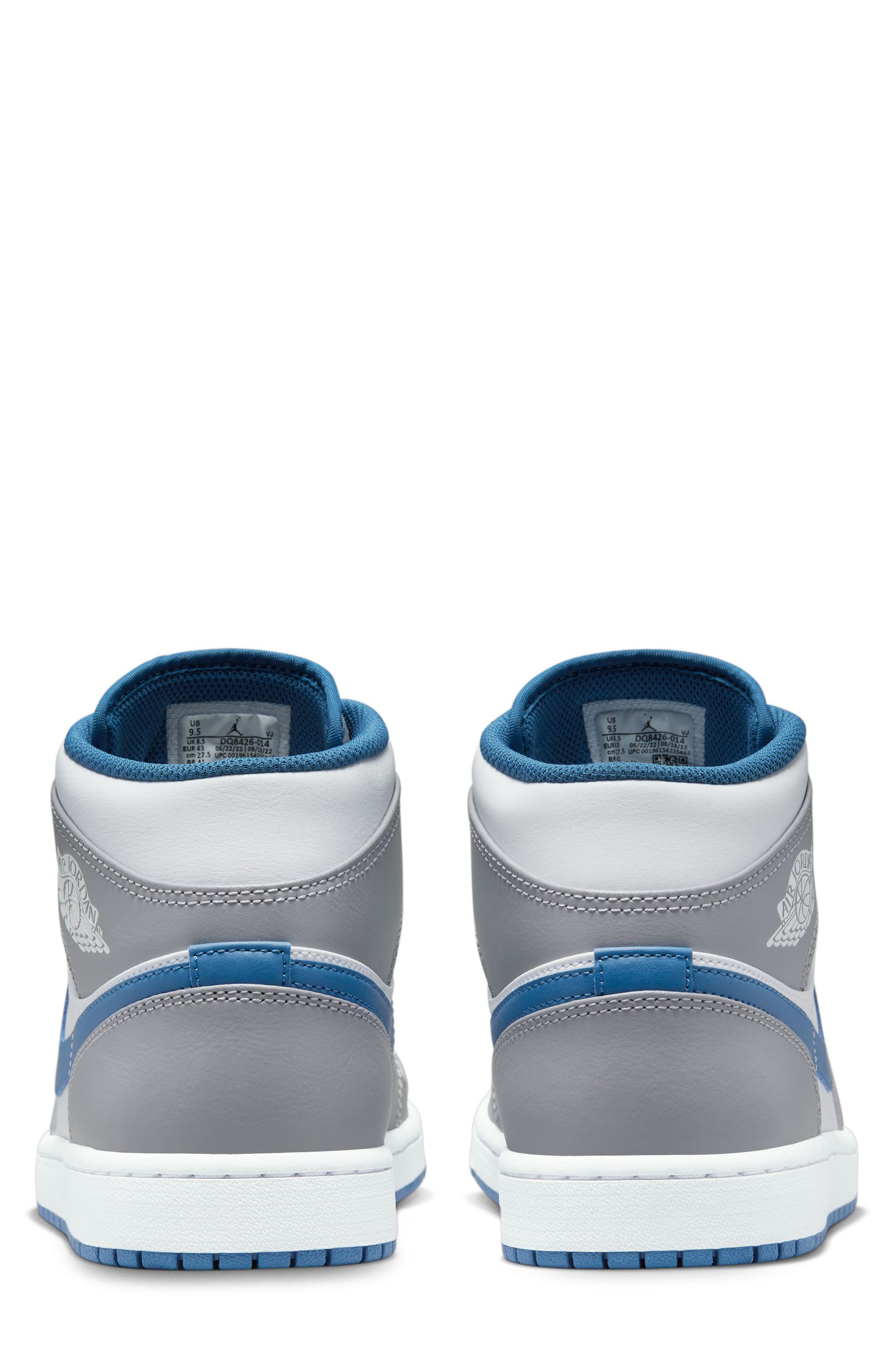 Air Jordan 1 Mid Basketball Sneaker, Alternate, color, CEMENT GREY/ WHITE
