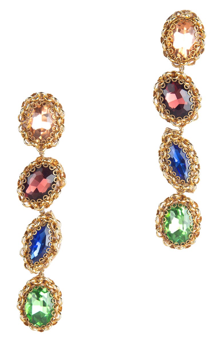 Deepa Gurnani Ezme Crystal Drop Earrings, Main, color, 