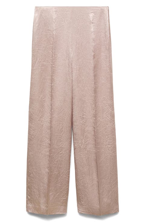 Crinkle Satin Wide Leg Pants