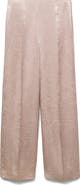 MANGO Crinkle Satin Wide Leg Pants