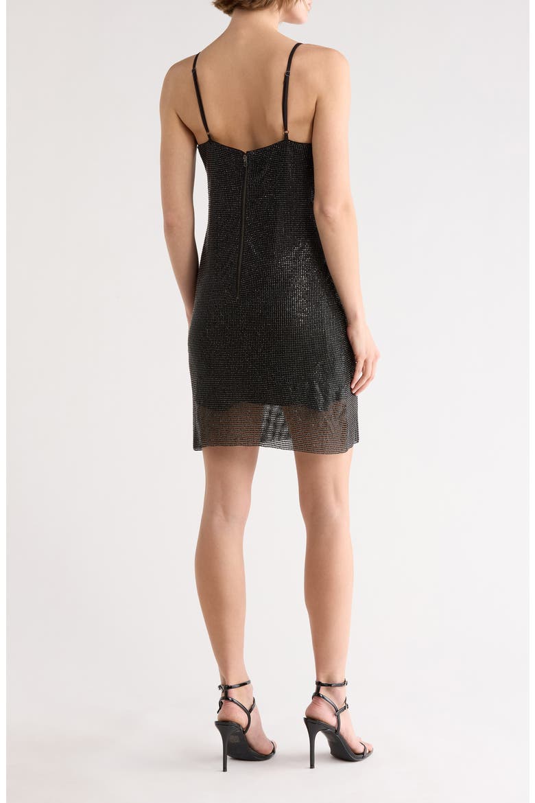 Benson Crystal Chain Mail Mini Slipdress, Alternate, color, GUNMETAL/BLACK