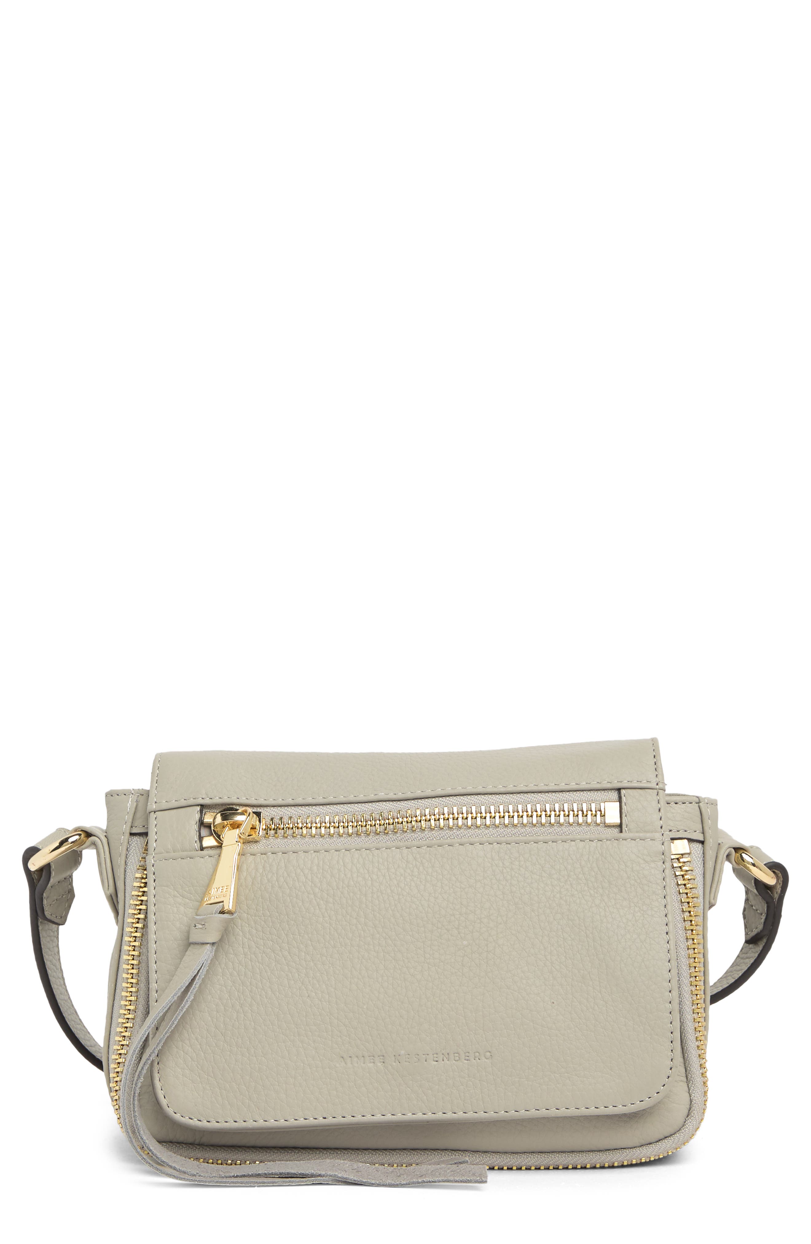 Kestenberg Sorrento Leather Crossbody Bag, Main, color, ELEPHANT GREY