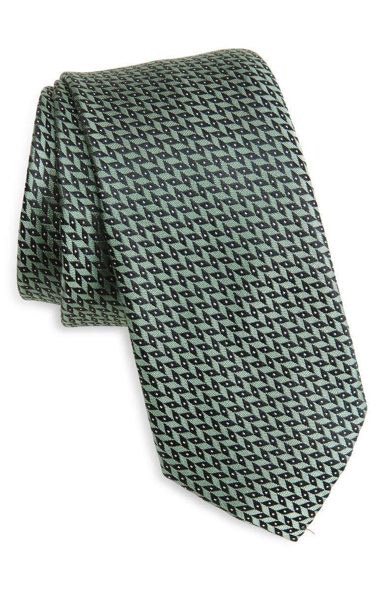 Nordstrom Walden Geo Jacquard Solid Silk Tie, Main, color, Jade