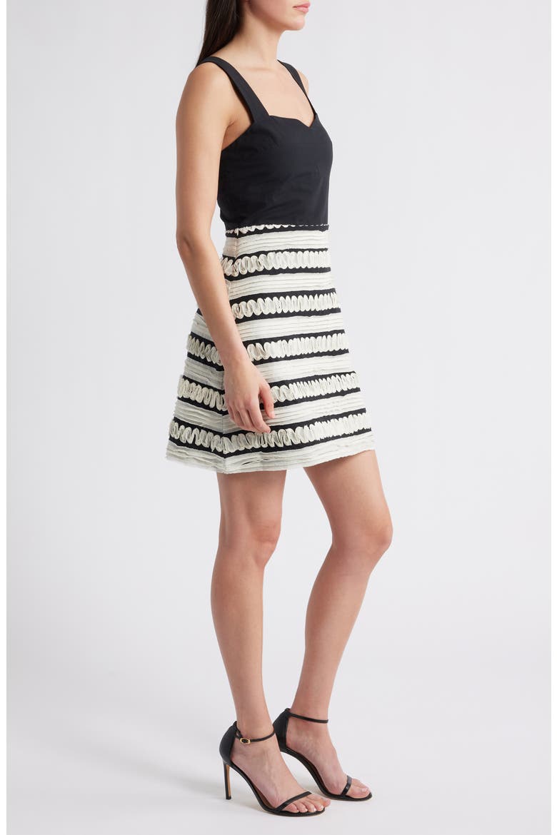 Bonnie Contrast Ribbon Minidress, Alternate, color, BLACK/ CREAM