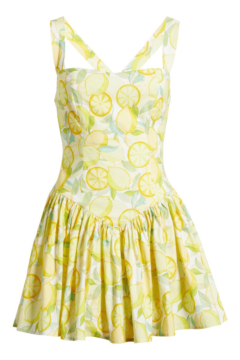 Lemon Print Stretch Cotton Minidress, Alternate, color, LIMONCELLO