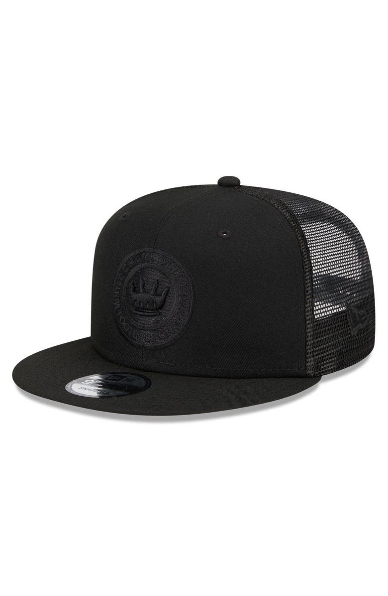 New Era Men's New Era Black Charlotte FC Logo Classic 9FIFTY Trucker Snapback Hat, Main, color, 