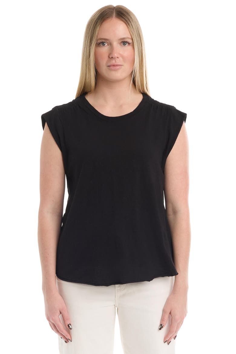 Ruched Shoulder Tee, Main, color, Black