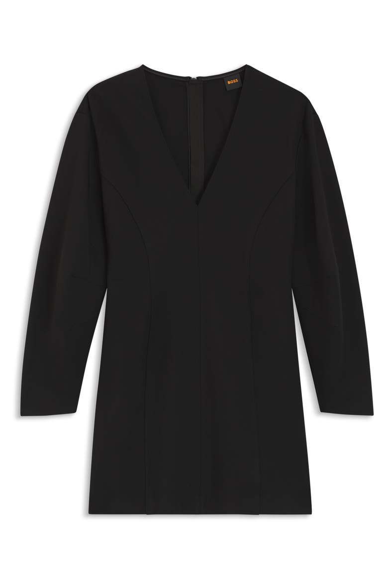 Dalerina Shaped Long Sleeve Minidress, Alternate, color, BLACK