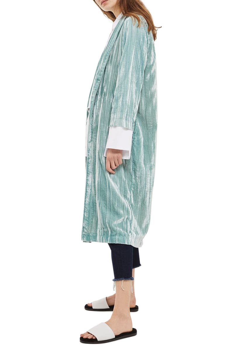Topshop Velvet Duster Coat, Alternate, color,