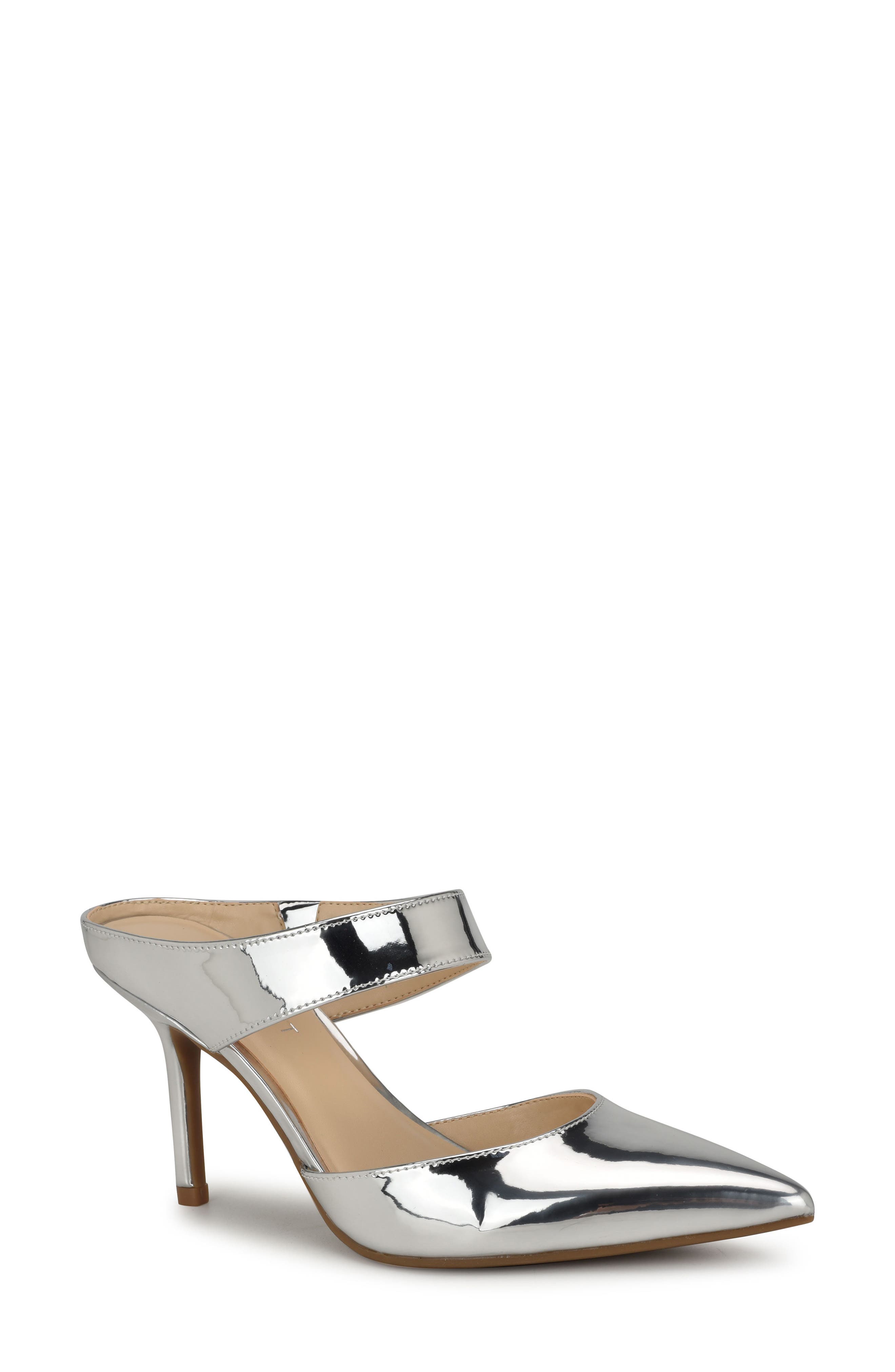 Drew Pointed Toe Mule, Main, color, SILVER