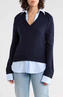 French Connection Babysoft Mixed Media Twofer Sweater