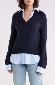 French Connection Babysoft Mixed Media Twofer Sweater