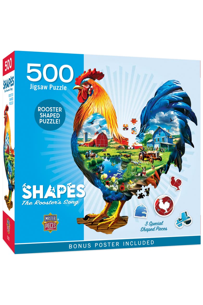 The Rooster's Song 500pc Shaped Puzzle, Main, color, Multicolor