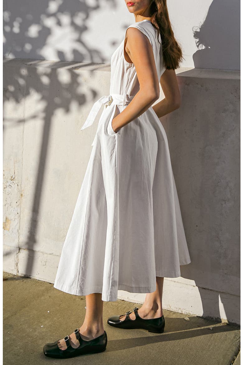 Sleeveless Tie Waist Maxi Dress, Alternate, color, WHITE