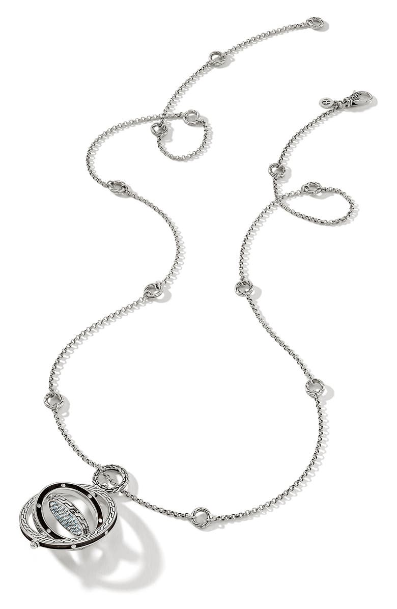 John Hardy Moon Door Aquamarine Pendant Necklace, Alternate, color,