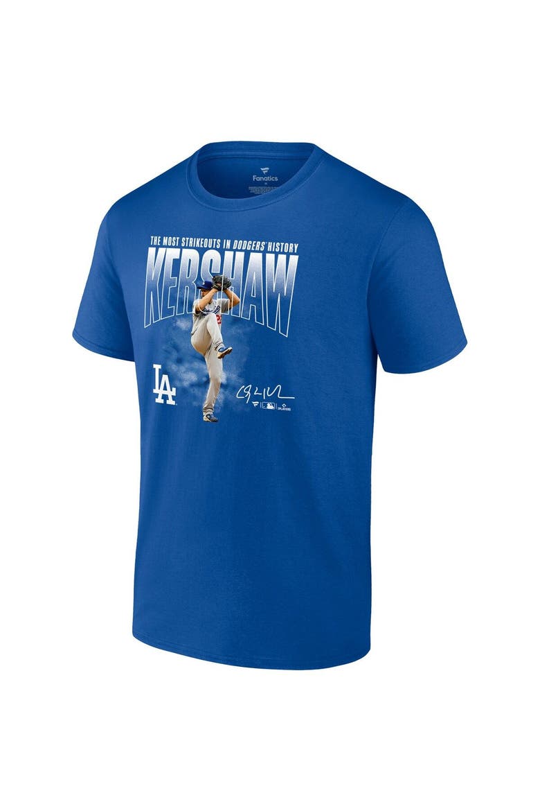 Men's Fanatics Branded Clayton Kershaw Royal Los Angeles Dodgers Most Strikeouts T-Shirt, Alternate, color, Royal