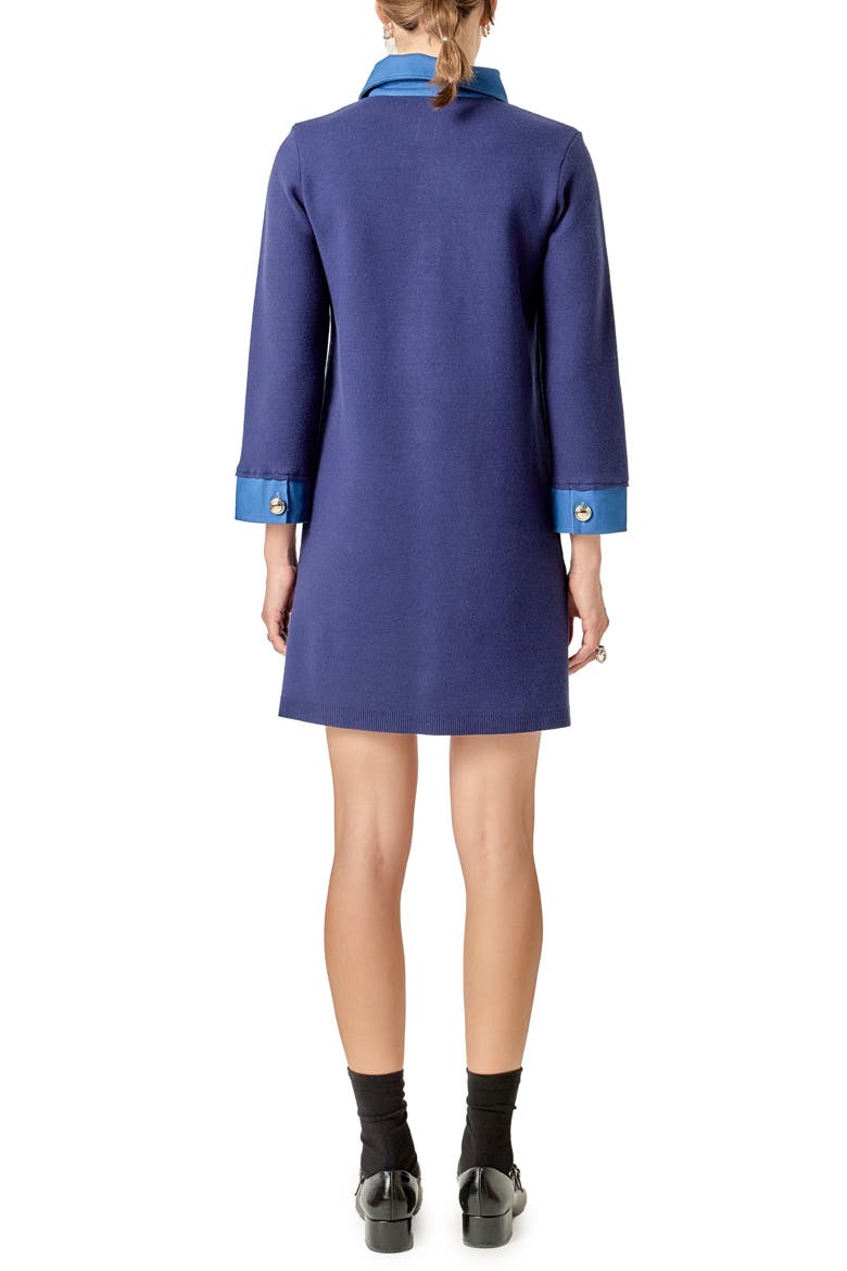 Mixed Media Long Sleeve Knit Dress, Alternate, color, NAVY