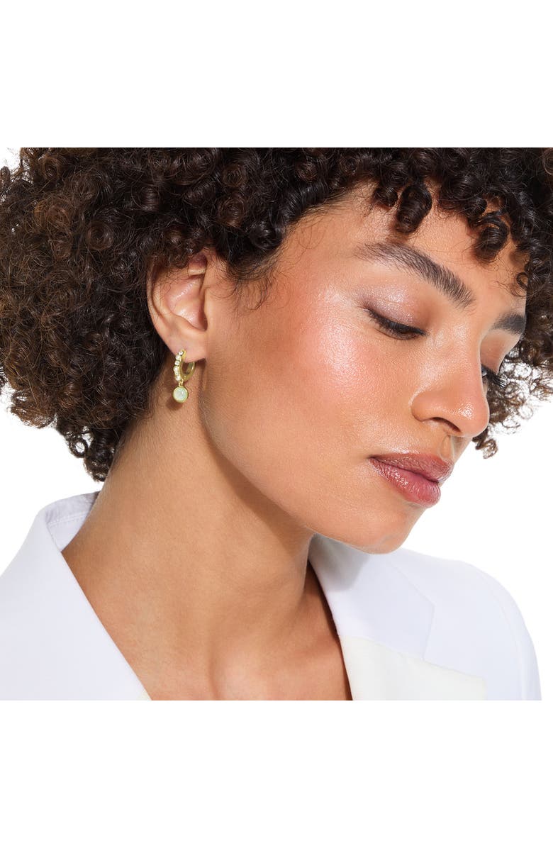 Kurt Geiger London Cabochon & Faux Pearl Huggie Drop Earrings, Alternate, color, Opal