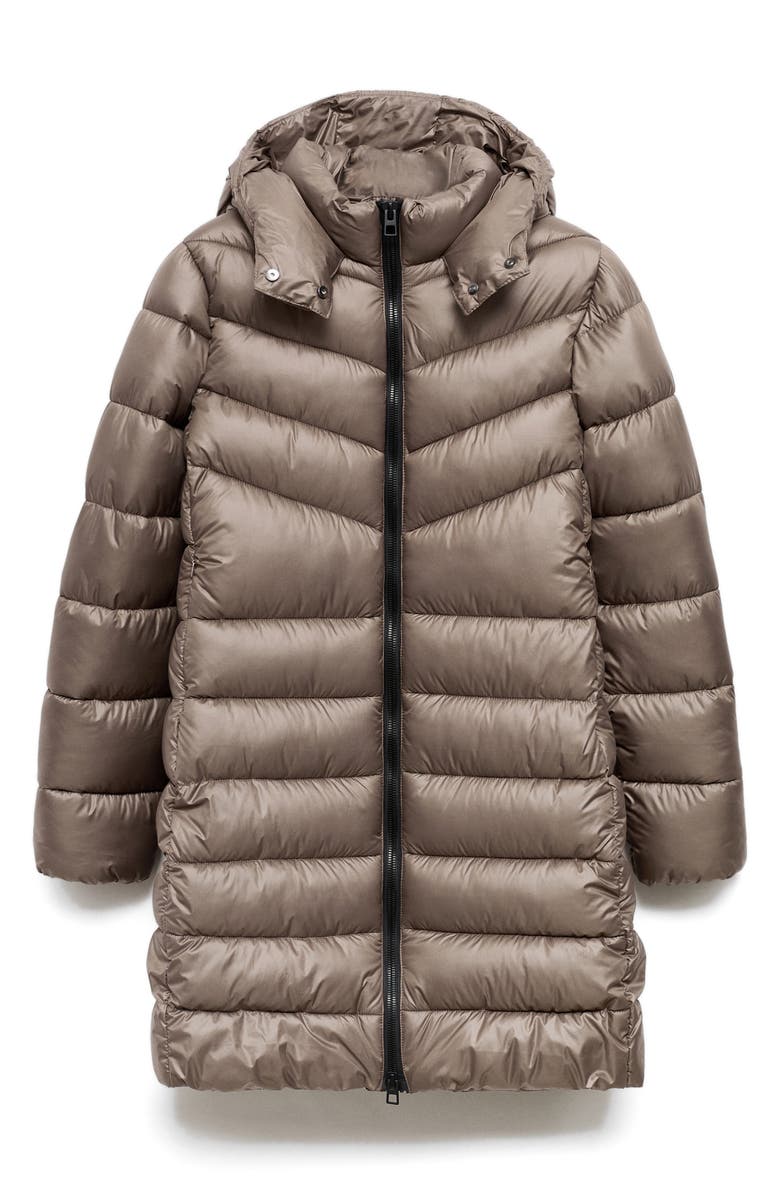 MANGO Quilted Puffer Coat, Alternate, color, Medium Brown