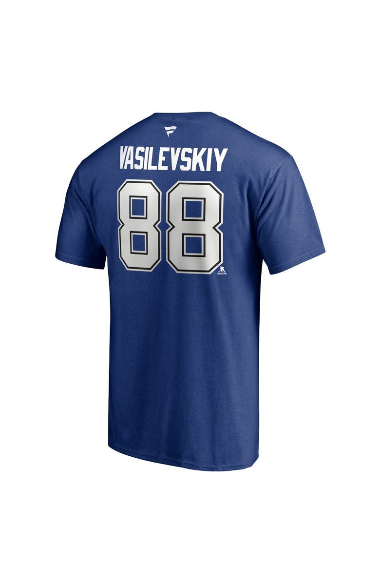 FANATICS Men's Fanatics Branded Andrei Vasilevskiy Blue Tampa Bay Lightning Authentic Stack Name & Number T-Shirt, Alternate, color, 