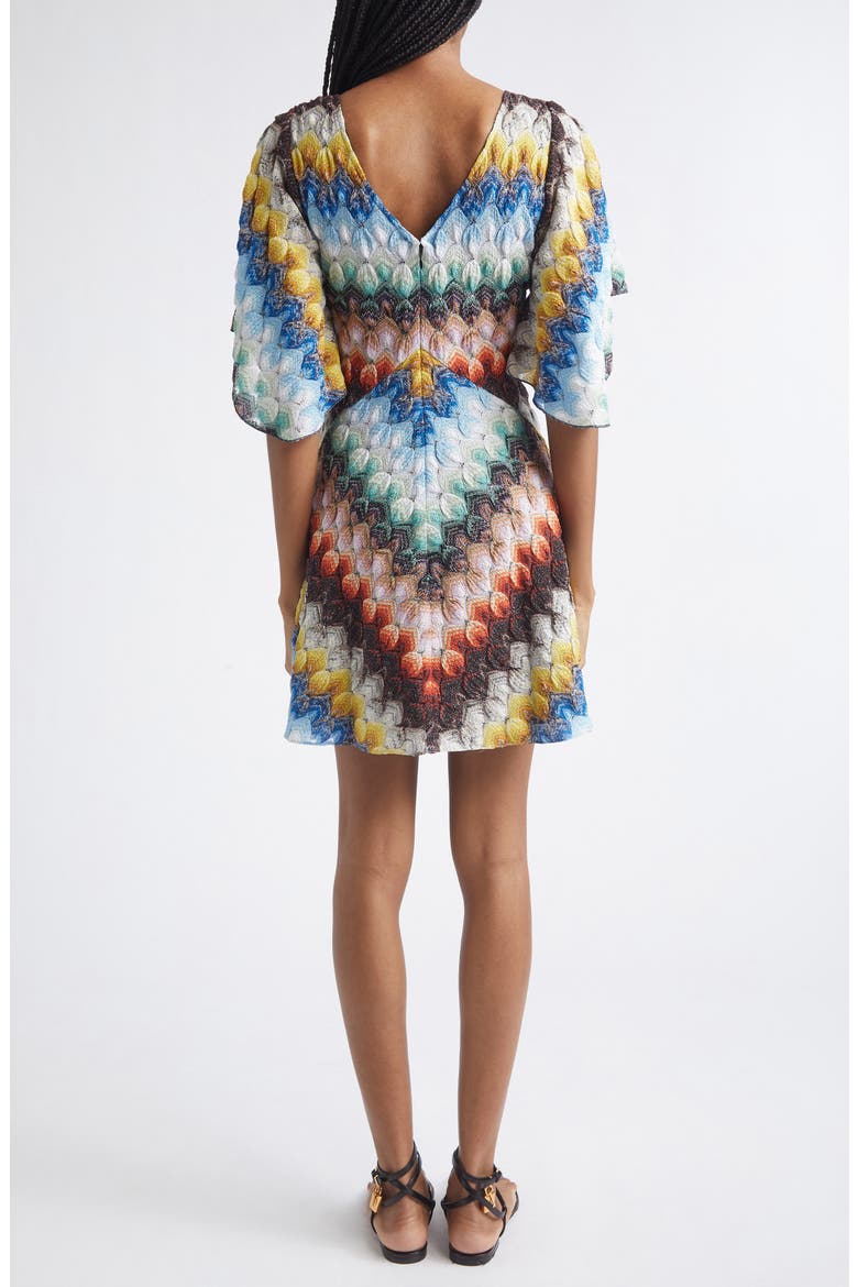 Lace Motif Lamé Minidress, Alternate, color, MULTICOLOR ON BLACK BASE