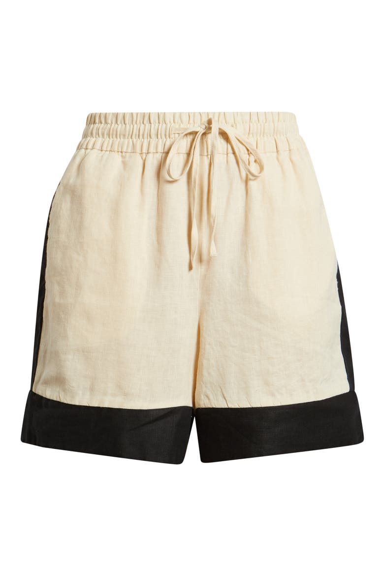Morti Colorblock Linen Shorts, Alternate, color, ECRU