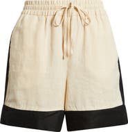 MANGO Morti Colorblock Linen Shorts