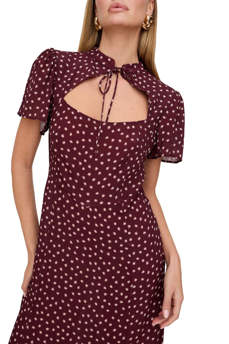 Primrose Midi Dress, Alternate, color, Burgundy