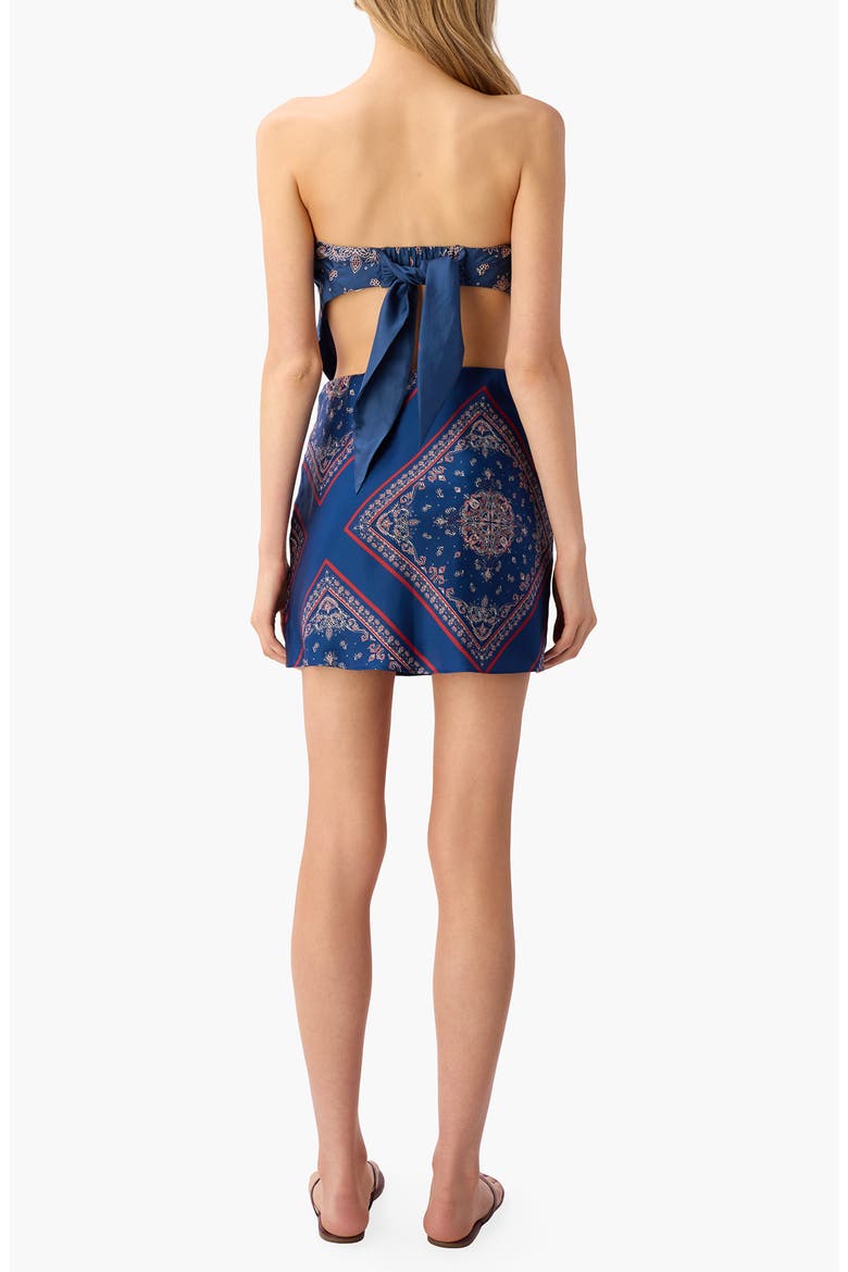 Juli Strapless Tie Back Silk Scarf Top, Alternate, color, MARINERS BANDANA
