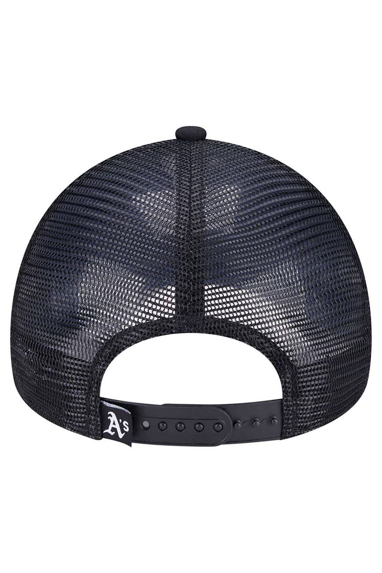 Men's New Era Black Oakland Athletics Retro Bold A-Frame Trucker 9FORTY Adjustable Hat, Alternate, color, Black