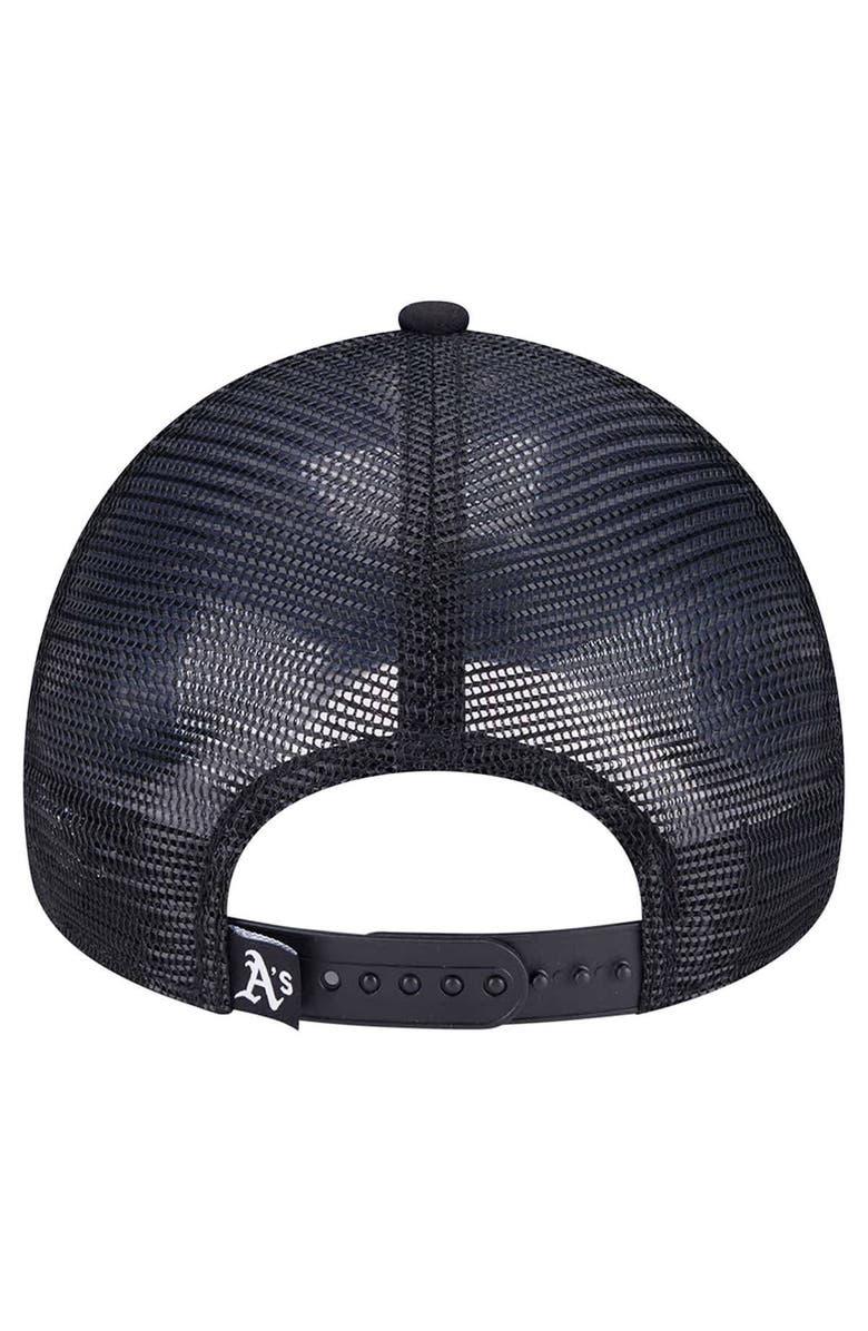 New Era Men's New Era Black Oakland Athletics Retro Bold A-Frame Trucker 9FORTY Adjustable Hat, Alternate, color, Black