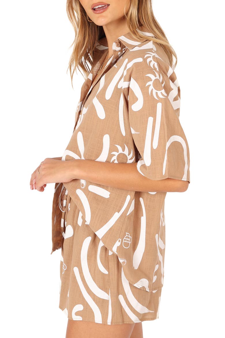 Soleil Button-Up Shirt & Shorts, Alternate, color, TAN