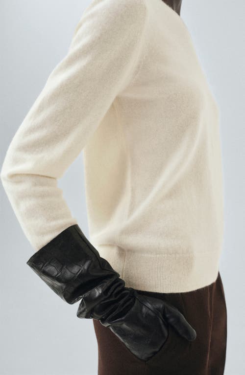Mango Crewneck Cashmere Sweater In White