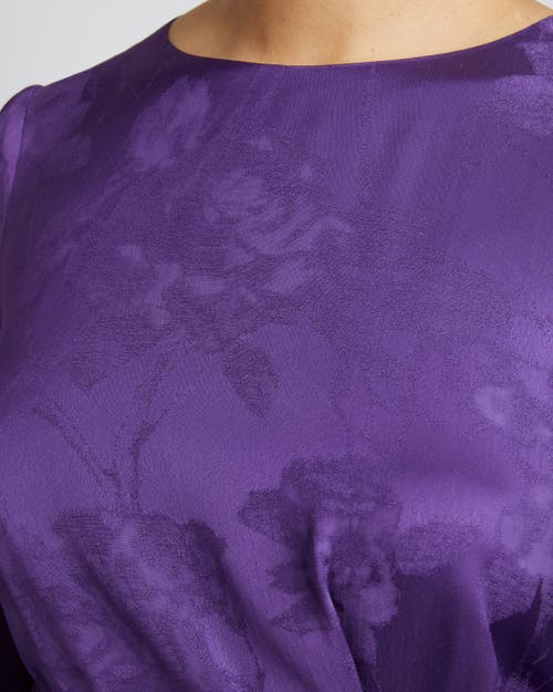 Santorelli Floral Belted A Line Dress In Cool Purple