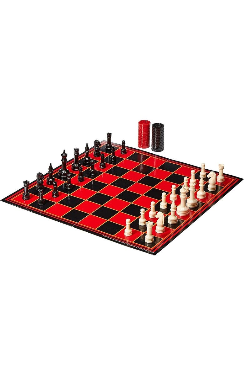 PRESSMAN TOY Pressman Checker/Chess/Backgammon with Folding Board, Alternate, color,