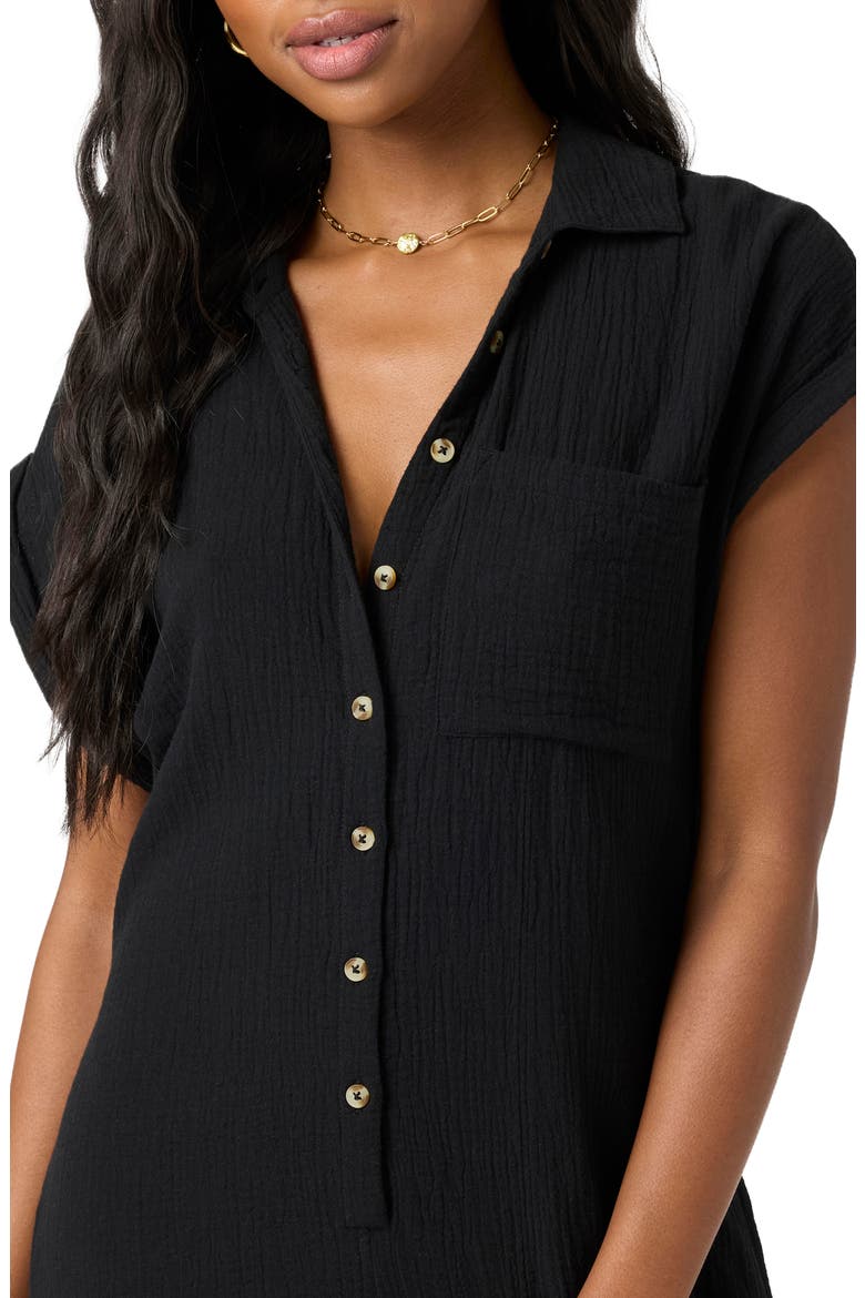 Kamilla Cotton Gauze Romper, Alternate, color, BLACK