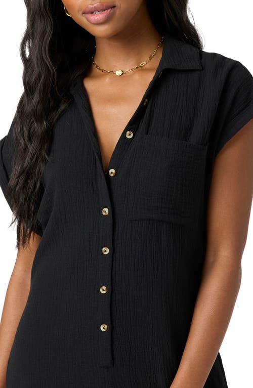 O'neill Juniors' Kamilla Rolled-cuff Button-front Romper In Black