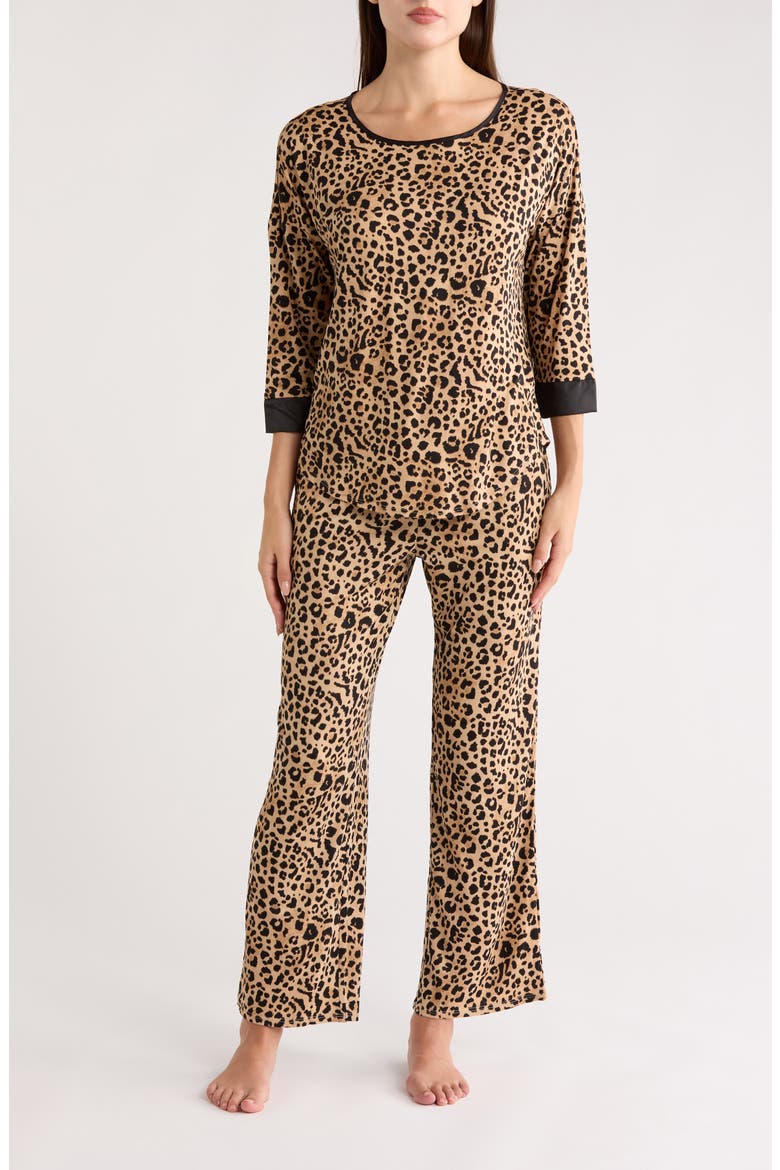 Leopard Print Top & Pants Pajamas, Main, color, CHEETAH