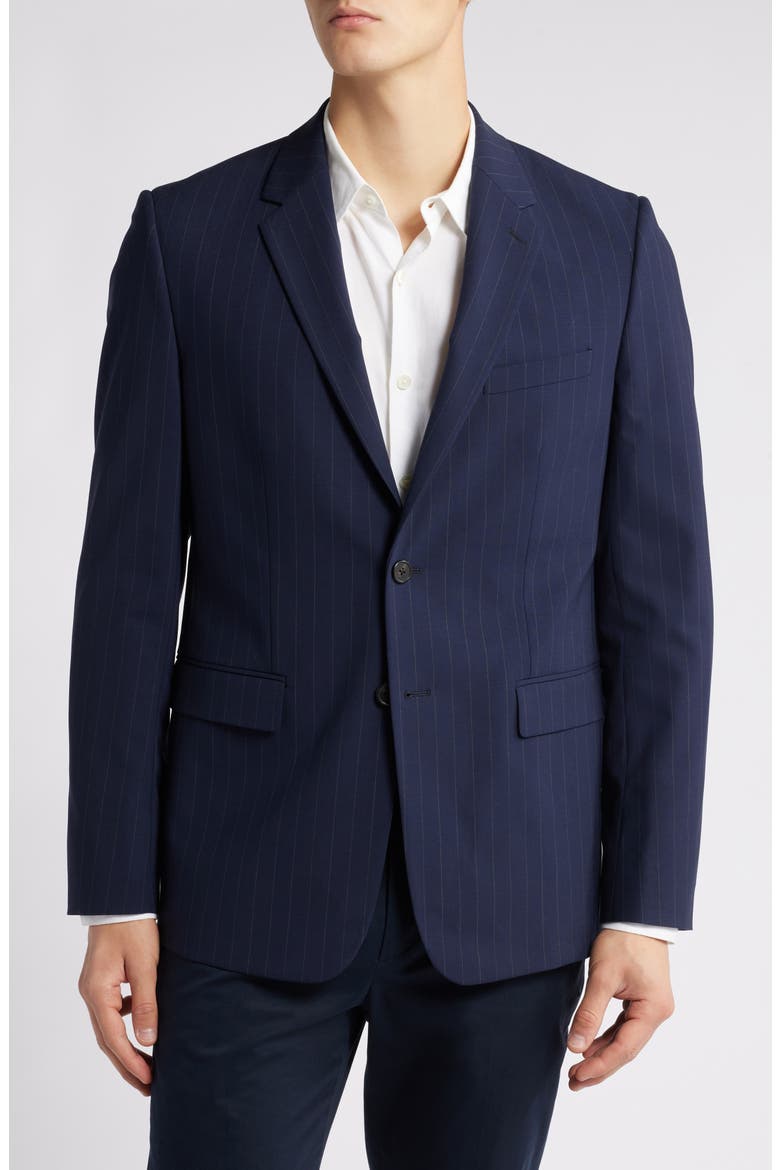 Chambers Pinstripe Wool Blend Blazer, Main, color, NAVY - G0F