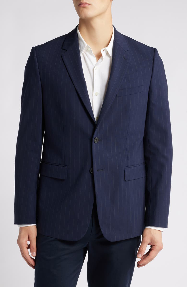 Theory Chambers Pinstripe Wool Blend Blazer, Main, color, Navy - G0f