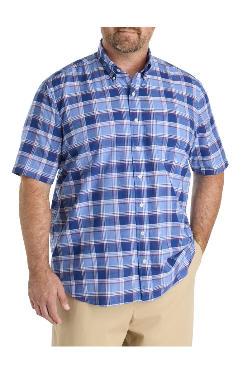 Brooks Brothers Big
Tall Non-Iron Madras Plaid Sport Shirt, Main, color, Hydrangea Navy