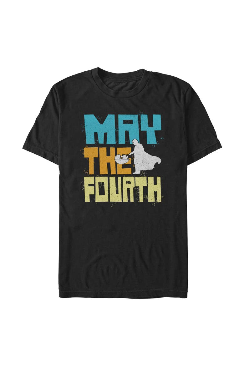 Men's Distressed Splatter May The Fourth Short Sleeve Graphic T-Shirt, Main, color, Black