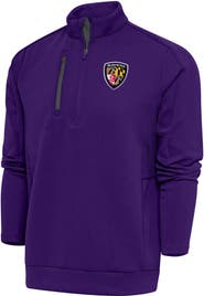 ANTIGUA Men's Antigua Purple Baltimore Ravens Team Logo Throwback Generation Quarter-Zip Pullover Top
