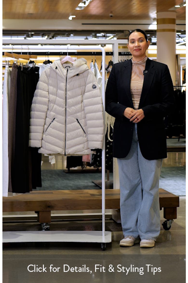 Roselawn 5 Water Repellent 800 Fill Power Down Puffer Jacket with Genuine Shearling Trim video