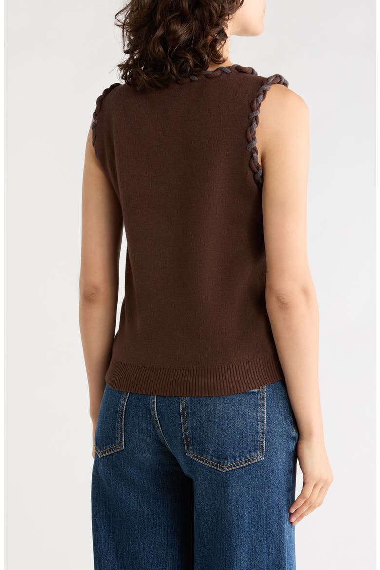 Braided Trim Sweater Tank, Alternate, color, DARK BROWN