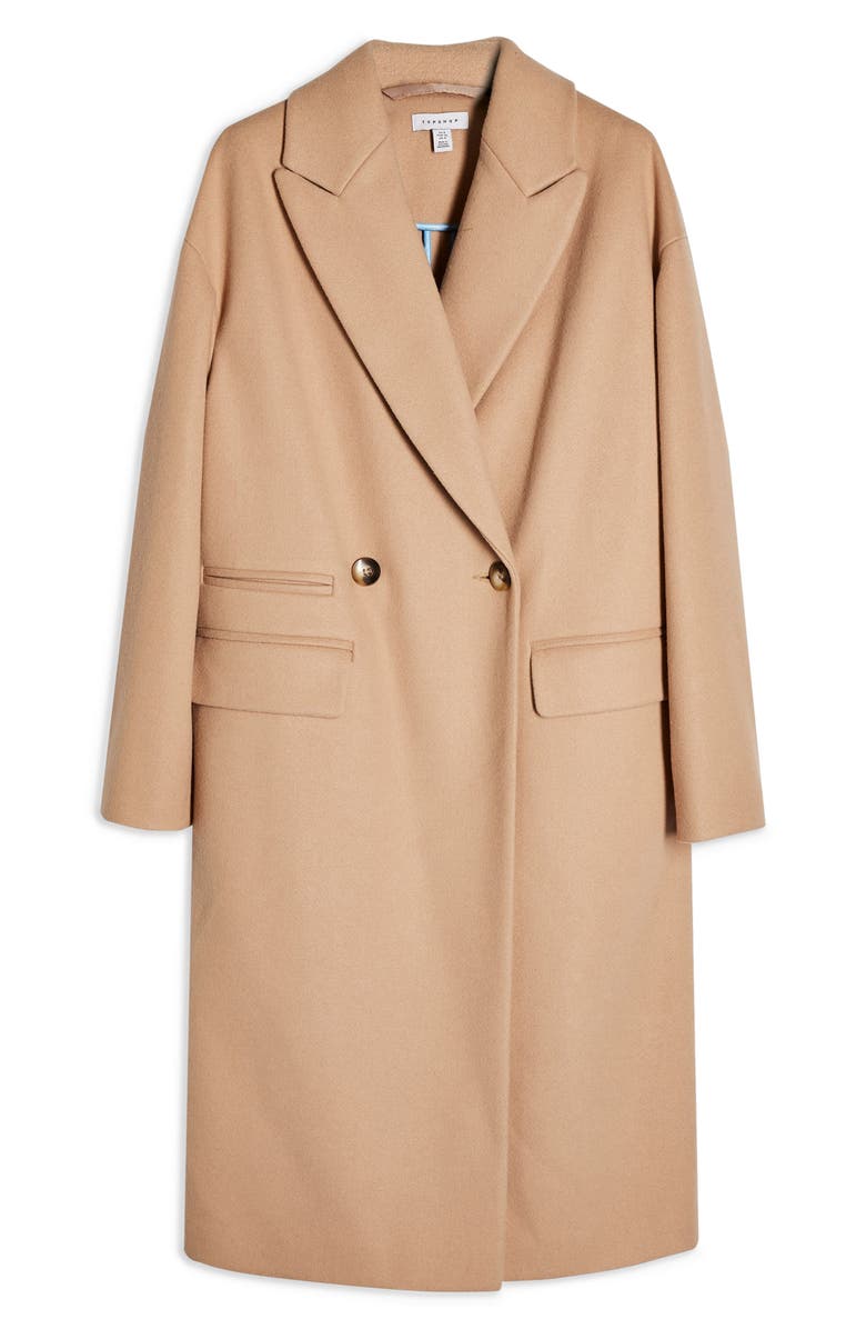 Topshop Classic Double Breasted Coat, Alternate, color,