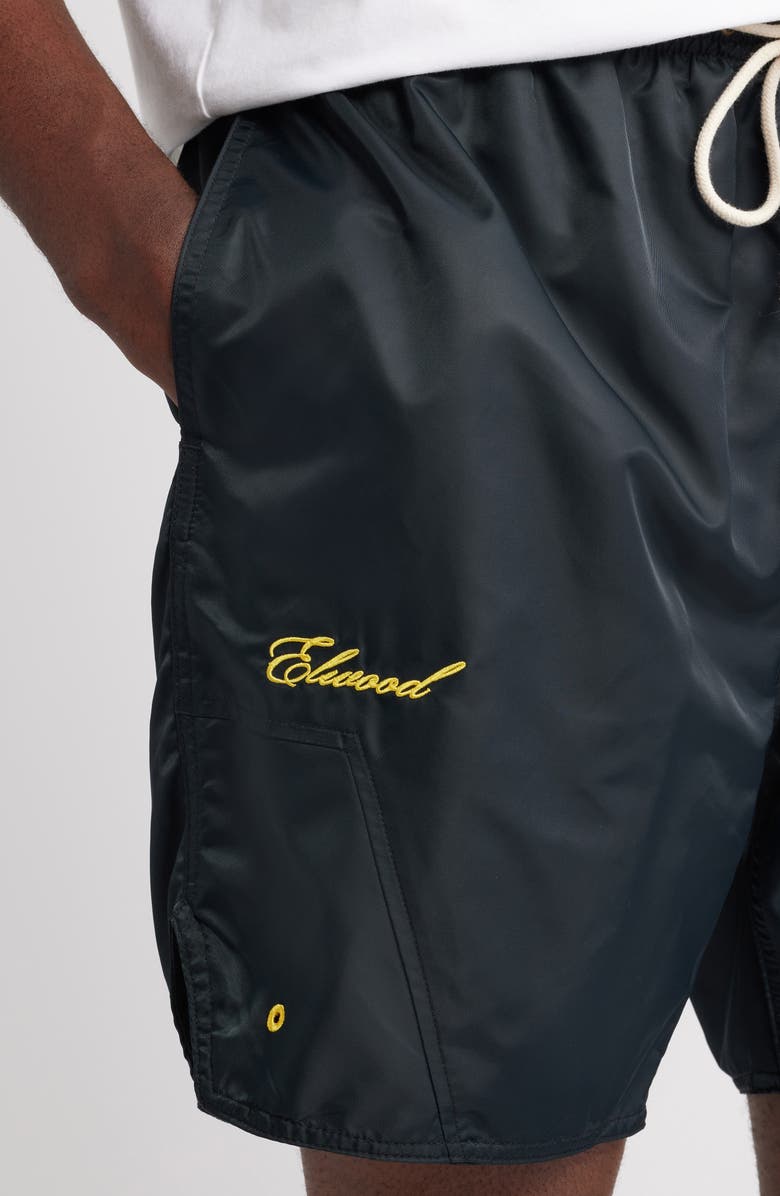 Elwood Olympic Embroidered Logo Nylon Shorts, Alternate, color, Coal