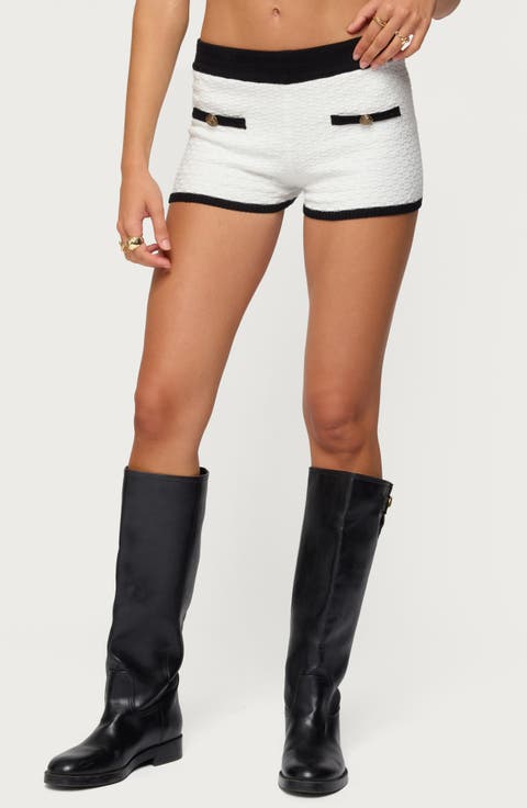 Mara Textured Contrast Trim Knit Shorts